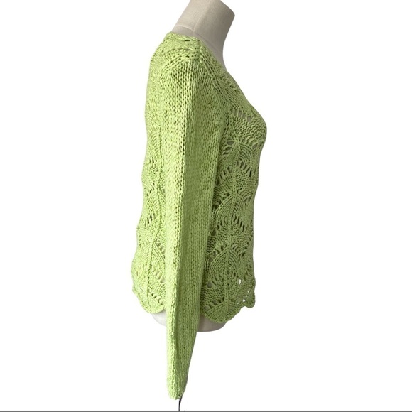 Chicos green grandmacore coastal farmhouse chic long sleeve knit sweater - Picture 4 of 6